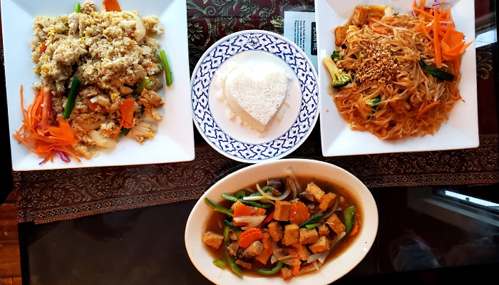 assortment of foods from Asian restaurant